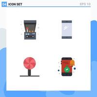 Set of 4 Modern UI Icons Symbols Signs for arcade machine christmas play mobile holiday Editable Vector Design Elements