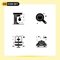 4 Universal Solid Glyph Signs Symbols of punching ball water play zoom interface city Editable Vector Design Elements
