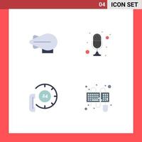 Universal Icon Symbols Group of 4 Modern Flat Icons of airship communication microphone talk help Editable Vector Design Elements