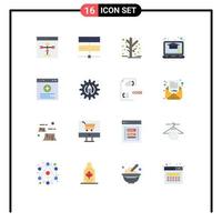 Mobile Interface Flat Color Set of 16 Pictograms of study education hosting tree garden Editable Pack of Creative Vector Design Elements