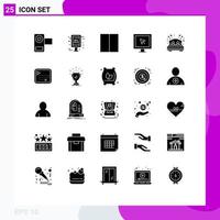 25 Universal Solid Glyph Signs Symbols of love bed sale notice tv internet Editable Vector Design Elements