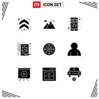 Modern Set of 9 Solid Glyphs and symbols such as position navigation maps location real estate Editable Vector Design Elements