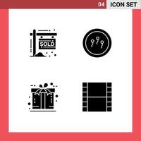 Pack of 4 creative Solid Glyphs of house free income chemistry present Editable Vector Design Elements