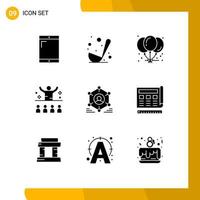 9 Universal Solid Glyph Signs Symbols of user presentation birthday motivation conference Editable Vector Design Elements