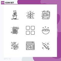 9 Creative Icons Modern Signs and Symbols of interface calculator harvest apps document Editable Vector Design Elements