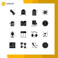 16 User Interface Solid Glyph Pack of modern Signs and Symbols of ideas brain institute connect environment Editable Vector Design Elements