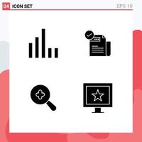 Mobile Interface Solid Glyph Set of 4 Pictograms of connection search check featured cinema Editable Vector Design Elements