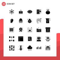 Pack of 25 creative Solid Glyphs of santa hipster view moustache mobile Editable Vector Design Elements