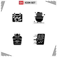 Set of 4 Modern UI Icons Symbols Signs for calendar gift saxophone luck easter Editable Vector Design Elements