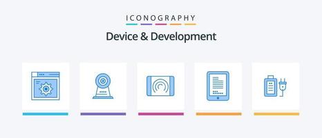 Device And Development Blue 5 Icon Pack Including charge. cell. interaction. hardware. mobile. Creative Icons Design vector