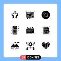 Editable Vector Line Pack of 9 Simple Solid Glyphs of apps add online remove delete Editable Vector Design Elements