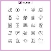 paquete de iconos de vector de stock de 25 signos y símbolos de línea para elementos de diseño de vector editables logísticos de amor como corazón