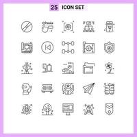 25 Universal Lines Set for Web and Mobile Applications online task camera project team Editable Vector Design Elements