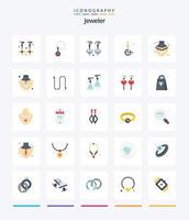 Creative Jewellery 25 Flat icon pack  Such As jewelry. chain. accessory. gold. nacklace vector