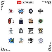 Set of 16 Modern UI Icons Symbols Signs for key vacation meter travel wrench Editable Creative Vector Design Elements