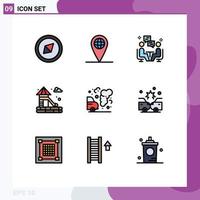 Set of 9 Modern UI Icons Symbols Signs for pollution environment chat car water Editable Vector Design Elements