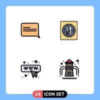 Set of 4 Modern UI Icons Symbols Signs for chat webpage lunch table park Editable Vector Design Elements