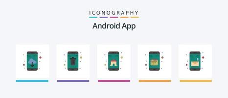 Android App Flat 5 Icon Pack Including app. date. app. calendar. agenda. Creative Icons Design vector