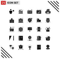 Universal Icon Symbols Group of 25 Modern Solid Glyphs of paper celebration audio year calendar Editable Vector Design Elements