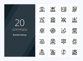 20 Business Startup Outline icon for presentation vector