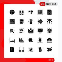 User Interface Pack of 25 Basic Solid Glyphs of celebration document chop delete game Editable Vector Design Elements