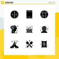 9 Creative Icons Modern Signs and Symbols of solution mind hardware user network Editable Vector Design Elements