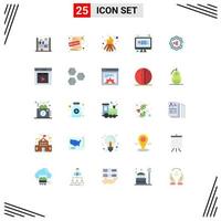 25 Creative Icons Modern Signs and Symbols of film browser fire accustic question Editable Vector Design Elements