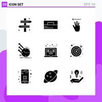 Solid Glyph Pack of 9 Universal Symbols of research of wallet inspection left Editable Vector Design Elements