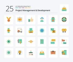 Project Management And Development 25 Flat Color icon pack including like. remarks. creative. appriciate. modern vector