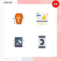 Mobile Interface Flat Icon Set of 4 Pictograms of coffin chemistry rip notification experiment Editable Vector Design Elements