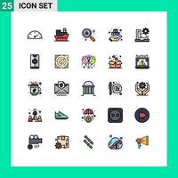 Universal Icon Symbols Group of 25 Modern Filled line Flat Colors of coding c search product printing Editable Vector Design Elements
