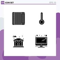 User Interface Pack of 4 Basic Solid Glyphs of accordion bank music weather monitor Editable Vector Design Elements