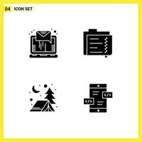 4 Creative Icons Modern Signs and Symbols of email adventure sending document night Editable Vector Design Elements