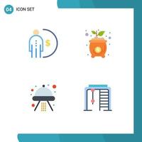 4 User Interface Flat Icon Pack of modern Signs and Symbols of business craft management cost space Editable Vector Design Elements