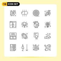 Set of 16 Modern UI Icons Symbols Signs for knife evidence line venus gender Editable Vector Design Elements