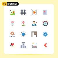 Pack of 16 Modern Flat Colors Signs and Symbols for Web Print Media such as jewelry mobile aperture freezer refregerator Editable Pack of Creative Vector Design Elements