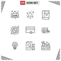 Pictogram Set of 9 Simple Outlines of up money education finance stop Editable Vector Design Elements