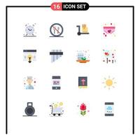 Flat Color Pack of 16 Universal Symbols of web romance cart underwear love Editable Pack of Creative Vector Design Elements