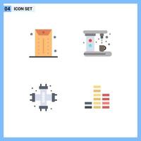 Set of 4 Vector Flat Icons on Grid for business plumber appliances maker system Editable Vector Design Elements