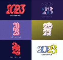 Big Collection of 2023 Happy New Year symbols Cover of business diary for 2023 with wishes vector