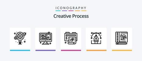 Creative Process Line 5 Icon Pack Including creative. computer. pencil. process. leaf. Creative Icons Design vector