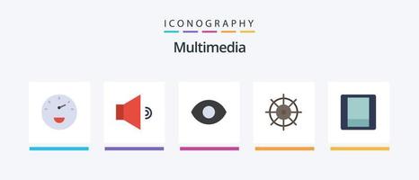 paquete de iconos de 5 planos multimedia que incluye . control. cambiar. diseño de iconos creativos vector
