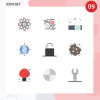 9 iconos creativos signos y símbolos modernos del dispositivo de bloqueo de seguridad conexiones modernas elementos de diseño vectorial editables vector