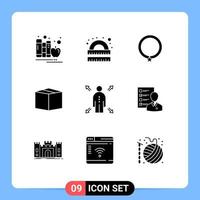 conjunto de 9 iconos de interfaz de usuario modernos signos de símbolos para elementos de diseño de vector editables de moda de caja de regla de carga comercial