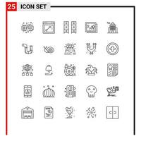 Universal Icon Symbols Group of 25 Modern Lines of government administration interior picture gallery Editable Vector Design Elements