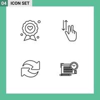 Set of 4 Modern UI Icons Symbols Signs for badge down fathers day gestures reload Editable Vector Design Elements