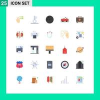 Flat Color Pack of 25 Universal Symbols of device kidneys cabriolet health medical bag Editable Vector Design Elements