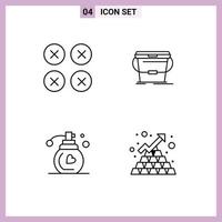 Set of 4 Modern UI Icons Symbols Signs for abstract perfume ui cleaning makeup Editable Vector Design Elements