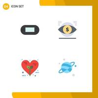 Pack of 4 Modern Flat Icons Signs and Symbols for Web Print Media such as console bio psp money heart Editable Vector Design Elements
