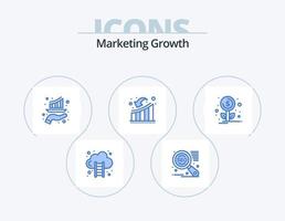 Marketing Growth Blue Icon Pack 5 Icon Design. financing. growth. graph. downfall. businessman vector